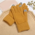 thumbnail image 1 of harmtty 1 Pair Fashion Women Winter Gloves Thick Windproof Plush Knitted Color Matching Elastic Warm Five Fingers Anti slip Soft Cozy Regular Fit Cycling Gloves Outdoor Gloves White, 1 of 8