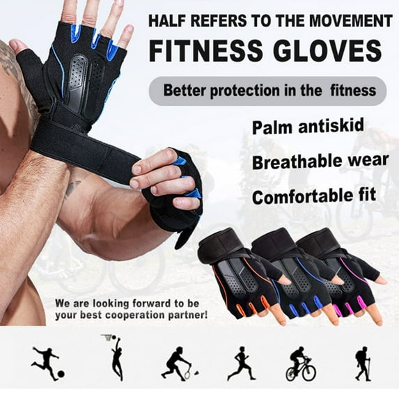 harmtty 1 Pair Fitness Gloves Anti-Slip Strength Training Half Finger Outdoor Weightlifting Sports Training Gloves for Men and Women