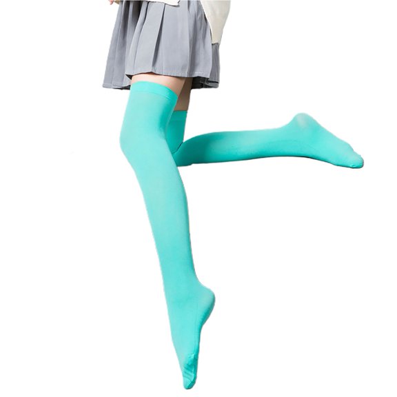 harmtty 1 Pair High Elastic Breathable Lightweight Girls Stockings Sweet Japanese Style Ladies Over Knee Socks Streetwear,Mint Green