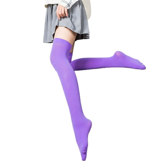 harmtty 1 Pair High Elastic Breathable Lightweight Girls Stockings Sweet Japanese Style Ladies Over Knee Socks Streetwear,Purple