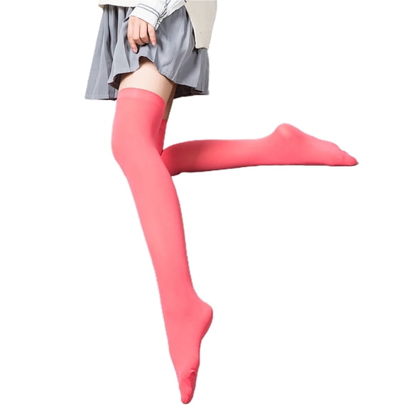harmtty 1 Pair High Elastic Breathable Lightweight Girls Stockings Sweet Japanese Style Ladies Over Knee Socks Streetwear,Watermelon Red