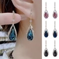 thumbnail image 1 of harmtty 1 Pair Hook Earrings High-class Temperament Elegant Rhinestone Gift Faux Purple Crystal Waterdrop Dangling Earrings Fashion Jewelry,Purple, 1 of 8