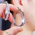 thumbnail image 1 of harmtty 1 Pair Hoop Earrings High-end Shiny Contrast Color Round Circle Dangle Earrings Daily Jewelry, 1 of 8