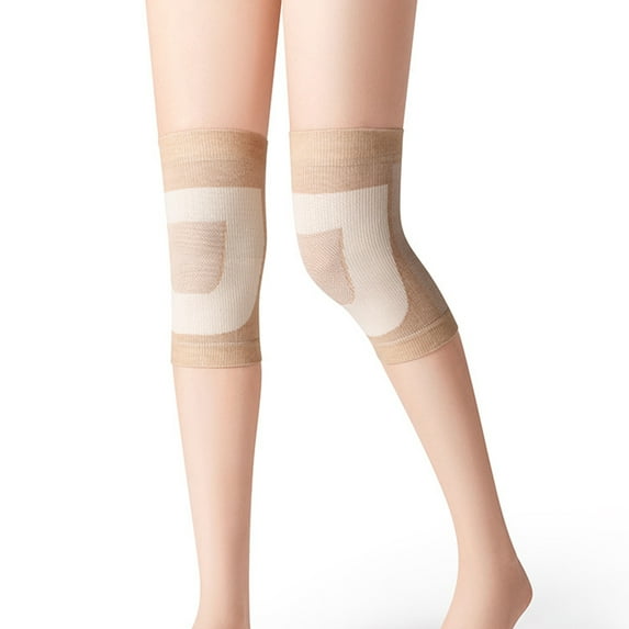 harmtty 1 Pair Knee Brace Non-slip High Elastic Ultra Soft Women Knitted Knee Compression Support for Gym,Skin Color