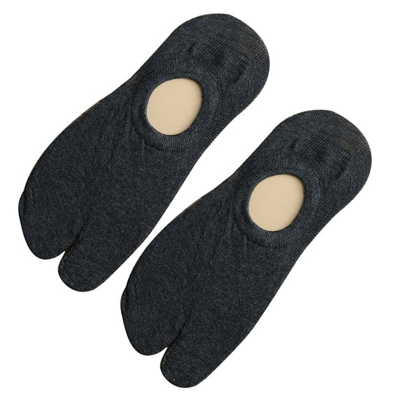 harmtty 1 Pair Men Women No Show Split Toe Non-slip Elastic Low Cut Socks,Dark Gray