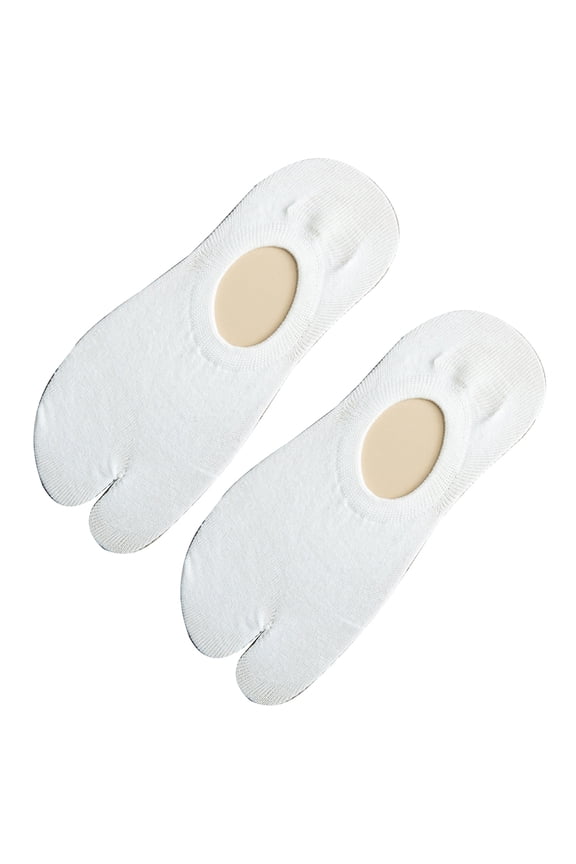 1 Pair Men Women No Show Split Toe Non-slip Elastic Low Cut Socks,White