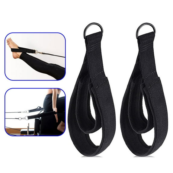 harmtty 1 Pair Pilates Straps Pilates Double Loop Strap Reformer Fitness D-Ring Straps Padded Pilates Equipment D-Ring Yoga Exercise Straps Accessories Home Gym Workout,Black