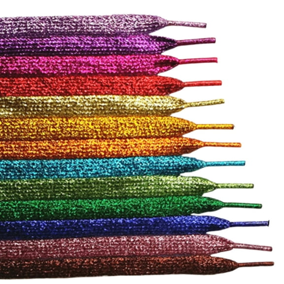 harmtty 1 Pair Replacement Flat Dazzling Shiny Sneaker Casual Shoe Straps Shoelaces,Coffee