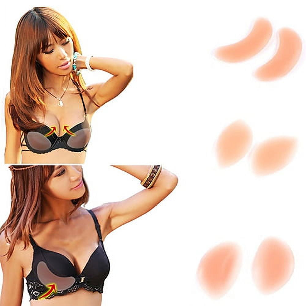 harmtty 1 Pair Sexy Women Silicone Inserts Push Up Pads Breast Enhancer Gel  Bra,Beige 3