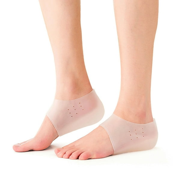 harmtty 1 Pair Shoe Insoles Concealed Height Increase Silicone Non-deformable Stretchy Heel Cushion Inserts for Daily Use,White