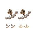 thumbnail image 1 of harmtty 1 Pair Stud Earrings Elegant Temperament Bright Luster Decorative All-match Jewelry Gift Multi-wear Fashion Women Love Heart Faux Pearl Ear Studs for Daily Wear, 1 of 7