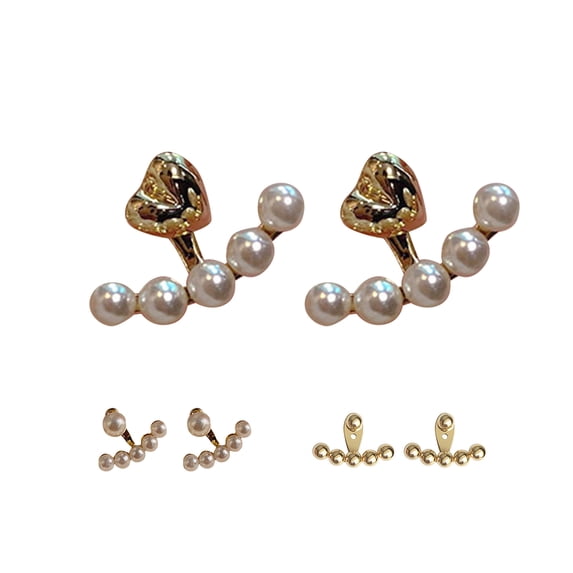 harmtty 1 Pair Stud Earrings Elegant Temperament Bright Luster Decorative All-match Jewelry Gift Multi-wear Fashion Women Love Heart Faux Pearl Ear Studs for Daily Wear