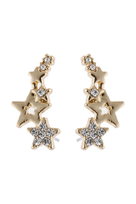 1 Pair Stud Earrings Exquisite Rhinestone Daily Dress Up Lightweight Star Ear Studs Women Ear Clip Fashion Jewelry