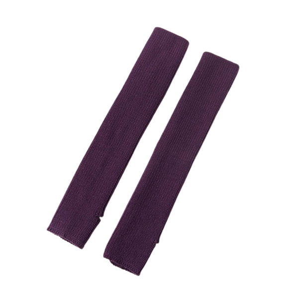 harmtty 1 Pair Thickened Warm Leg Warmers Blow Knee Footless Knitted Leg Socks for Yoga,Dark Purple