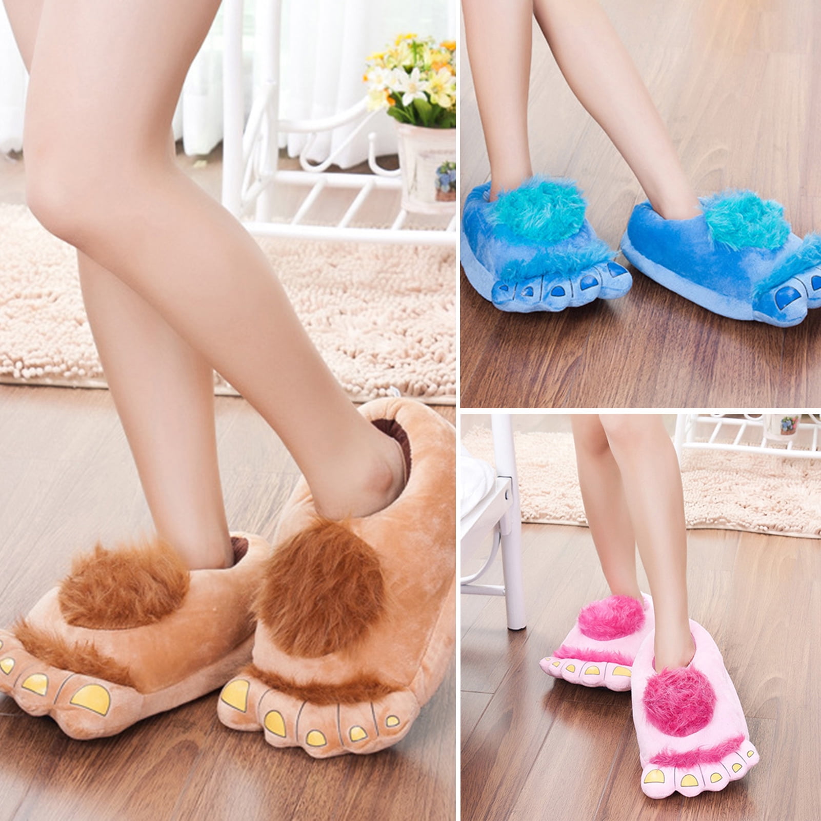 Creative Cartoon Foot Novelty Slippers Fluffy Soft Sole Slip - Temu
