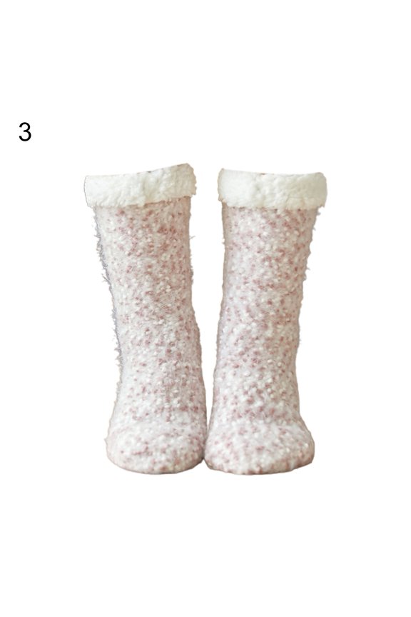 1 Pair Women Socks Dot Plush Autumn Winter Sweet Lightweight Floor Socks for Living Room
