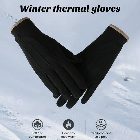 harmtty 1 Pair Women Winter Gloves Thick Plush Five Fingers Anti slip Warm Windproof Soft Unisex Outdoor Cycling Gloves Black