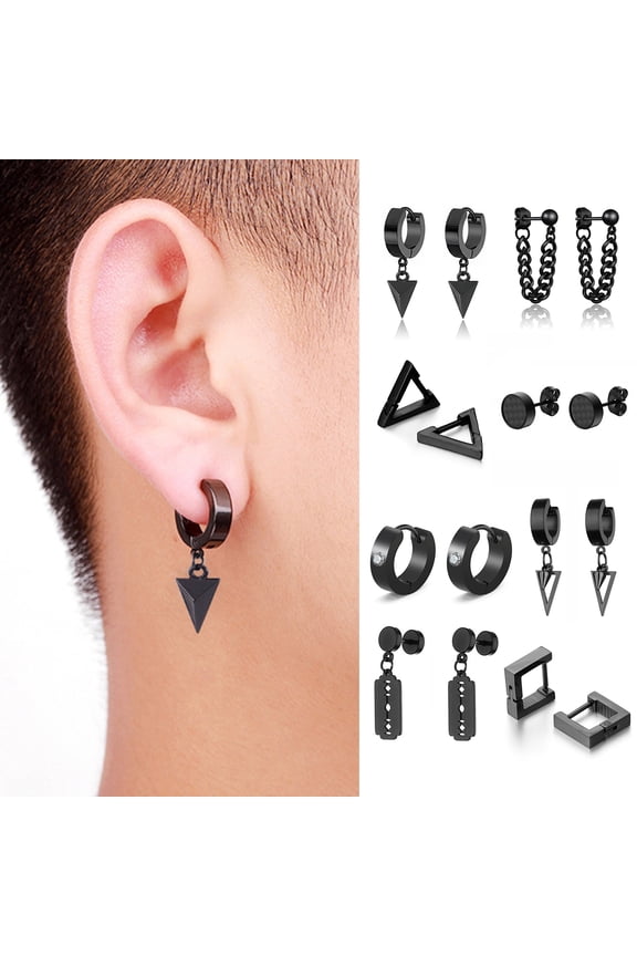 1 Pc Men Stud Earrings Solid Color Punk Style Multi Shapes Gothic No Inflammation Men Dangle Earrings Gift