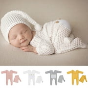 harmtty 1 Set Baby Photography Romper Great Flexibility Jacquard Pattern Infants Jumpsuit Adorable Newborn Photography Props Crochet Outfit,White