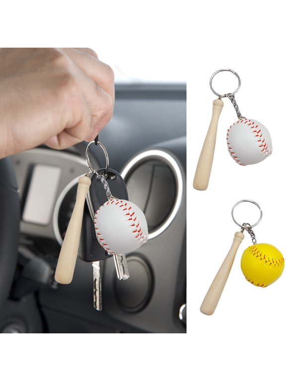 1 Set Bag Keychain Decorative Mini Anti-fall Baseball Decor Realistic Sporting Goods Metal Baseball Key Ring Pendant Outdoor Supply,Yellow