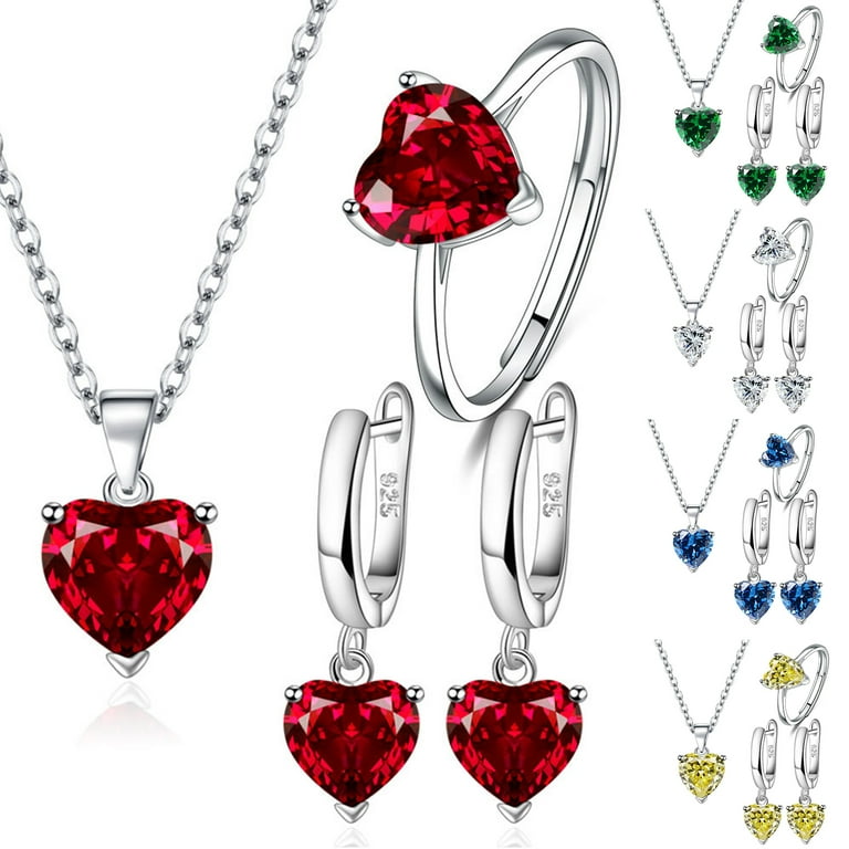 harmtty 1 Set Necklace Jewelry Set Multi colored Love Heart