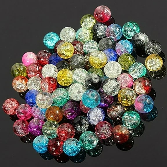 harmtty 100Pcs DIY Craft Tool Multicolor Crack Crystal Glass Beads Jewelry Accessories,Multicolor