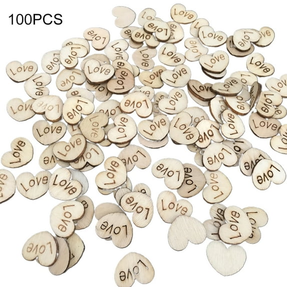 harmtty 100Pcs Love Heart Shape Wooden Craft DIY Scrapbooking Home Birthday Party Decor