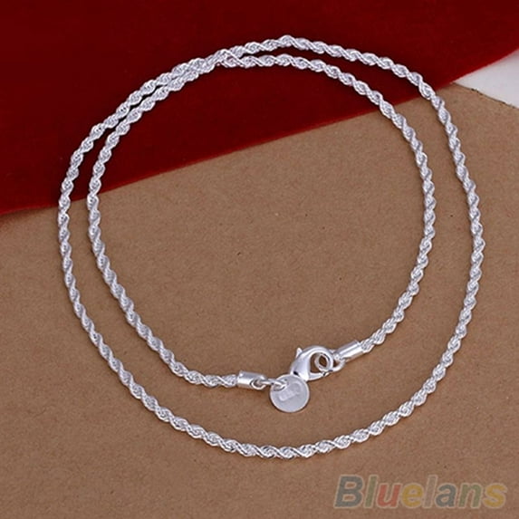 harmtty 16/18/20/22/24 inch Women Silver Plated 2mm Twisted Necklace Chain No Pendant,22 inch