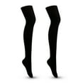 thumbnail image 1 of harmtty 1Pair Women Stockings Lengthened Breathable Cotton Over Knee Thigh Socks for Lady,Black, 1 of 7
