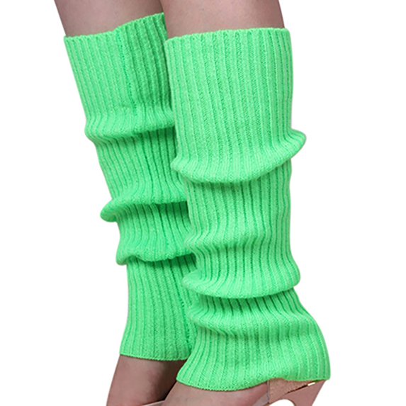 harmtty 1Pair Women Vertical Stripes Solid s Leg Warmers Knitting Socks for Home,Green