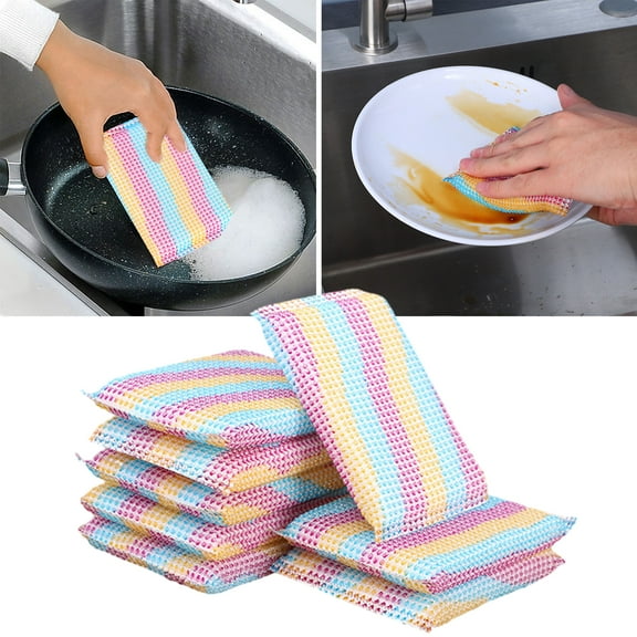 harmtty 20Pcs Microfiber Kitchen Scrub Sponges Dual Action Heavy Duty Scouring Pads Reusable Non-Stick Non-Scratch Household Cleaning Wash Cloth,Multicolor