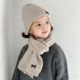 thumbnail image 1 of harmtty 2Pcs/Set Children Hat Scarf Set Bow Knitted Hood Windproof Neck Scarf Set Thickened Soft Warm Cozy Autumn Winter Wear, 1 of 8
