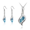 thumbnail image 1 of harmtty 2Pcs/Set Exquisite Workmanship Noble Necklace Earrings Set Beautiful Shining Faux Crystal Pendant Necklace Hook Earrings Jewelry Accessory,Sky Blue, 1 of 8