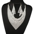 thumbnail image 1 of harmtty 2Pcs/Set Women Triangular Scarf Sequins Charm Statement Bib Necklace Earrings,Silver, 1 of 8