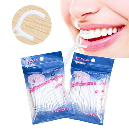 harmtty 30Pcs Kids Elastic Dental Floss Stick Tooth Interdental Cleaner Oral Care Tool