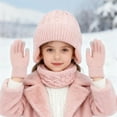 thumbnail image 1 of harmtty 3Pcs/Set Kids Hat Scarf Gloves Set Colorful Twist Texture Hat Thickened Plush Lining Neck Gaiter Knitted Gloves Set, 1 of 8