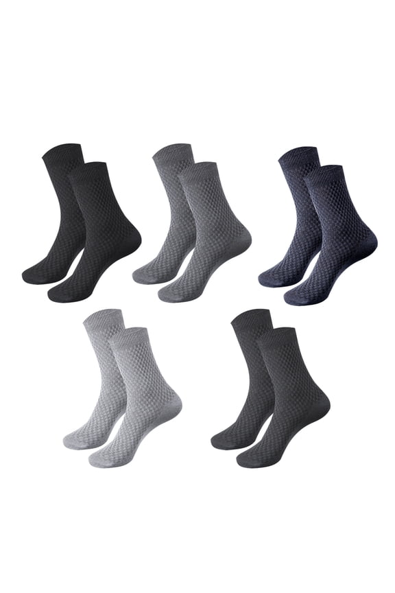 5Pairs Men Bamboo Fiber Cozy Sweat Odor Resistant Middle Tube Crew Ankle Socks,Middle Tube