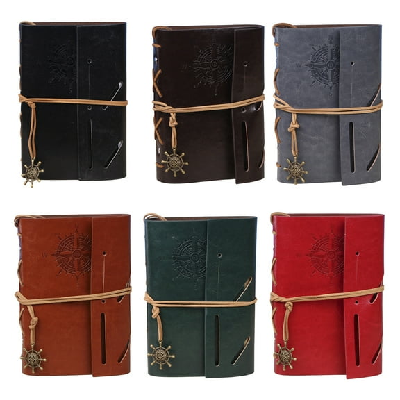 harmtty A6 Note Book Vintage Spiral Binding Blank Page Thickened Paper with Bandage Smooth Writing Faux Leather Diary Notepad Travel Journal Stationery Gift,Brown