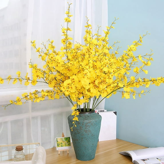 harmtty Artificial Flower Handmade Fadeless Reusable No Watering Dancing Lady Artificial Orchid Flower Household Supplies,White