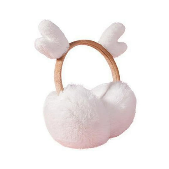 harmtty Attractive Earmuffs Thick Lining Faux Rabbit Fur Warm High Elasticity Women Earmuffs for Daily Use,White