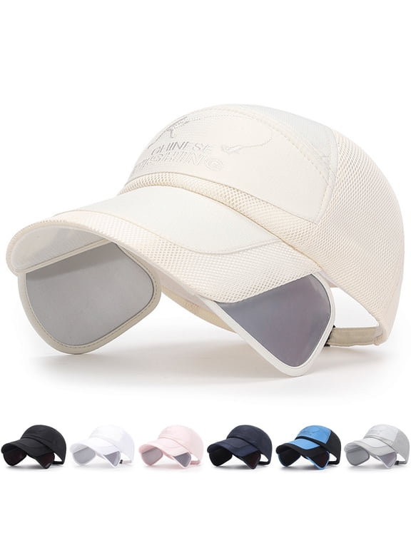 Baseball Hat Breathable Adjustable Extended Brim Anti-UV Embroidery Design Summer Outdoor Fishing Baseball Sport Visor Hat Outdoor Supply,Pink