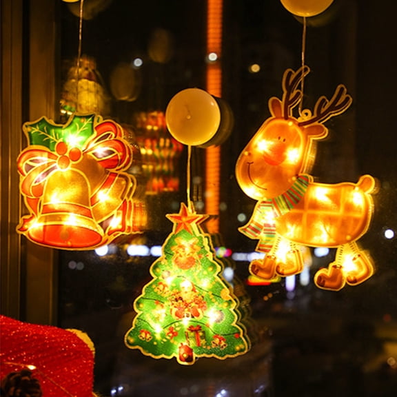 harmtty Battery Powered Lighted Window Decorations Snowman Pattern Copper Wire Joyous Luminous Christmas Decoration Lights Party Decoration