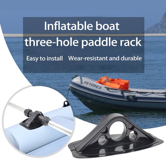 harmtty Boat Paddle Holder Easy Mounting Quick Access Three Hole Inflatable Boat Rubber Boat Canoe Oar Paddle Stand Holder Kayak Accessories,Black