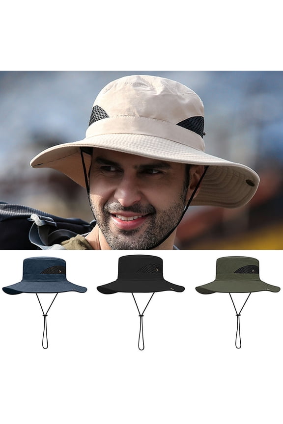 Bucket Hat Wide Brim Multi function Comfortable UV Breathable Cap for Fishing Black