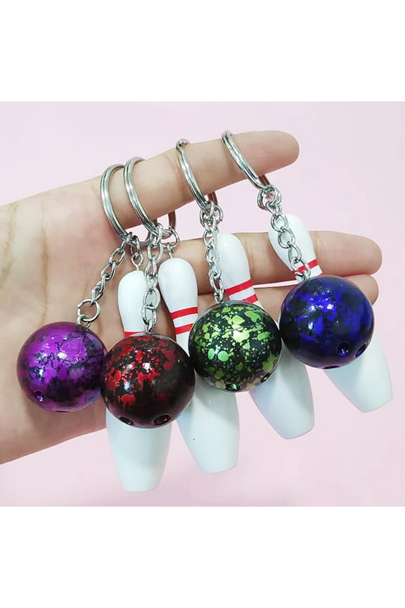 Car Key Chain Bowling Mini Ball Shape Smooth Surface Key Ring Easy Installation Sports Keyring Pendant Man Women Gift,Blue