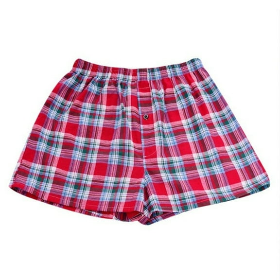 harmtty Casual Plaid Print Elastic Waist Men Underwear Summer Beach Pants Boxers Shorts,Random Color