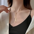 thumbnail image 1 of harmtty Charm Necklace Hollow Out Triangle Pendant Adjustable Chain Allergy Free Colorfast Decoration Sexy Pull Adjustment Tassel Charms Chain Necklace Women Accessories,Golden, 1 of 8