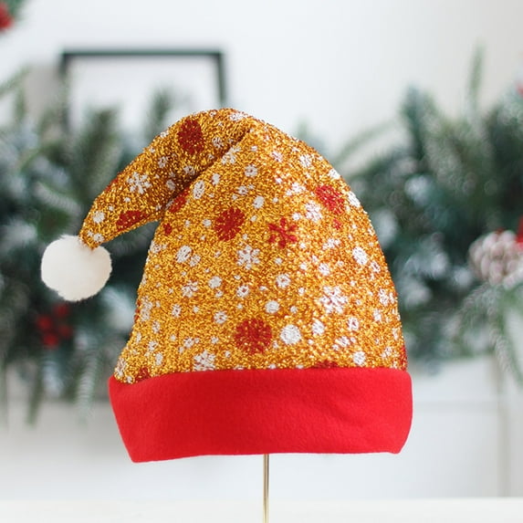 harmtty Christmas Hat Colorful Snowflakes Pattern Plush Ball Autumn Winter All Match Fine Workmanship Santa Claus Cap Holiday Decoration