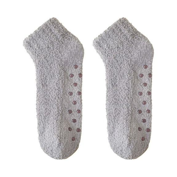 harmtty Confinement Socks Non-slip Women Socks 1 Pair Women Socks Thickened Elastic Anti-slip Mid-tube Anti-skid Bottom Solid Color Floor Socks Grey