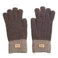 thumbnail image 1 of harmtty Contrasting Color Gloves Winter Gloves Knitted Thick Warm Color Matching Anti slip Elastic Soft Plush 1 Pair Unisex Brown, 1 of 7